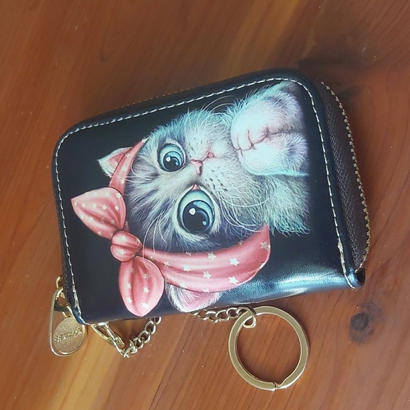 Aphison Handbags - Aphison Cat Accordion Small Card Wallet with Removeable Keychain